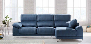   sofa chaiselongue moderno pata alta cromada 